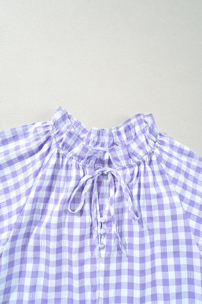 Lilac Gingham Smocked Mini Dress