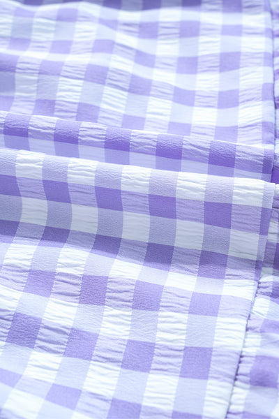 Lilac Gingham Smocked Mini Dress