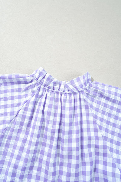 Lilac Gingham Smocked Mini Dress