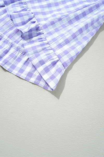 Lilac Gingham Smocked Mini Dress