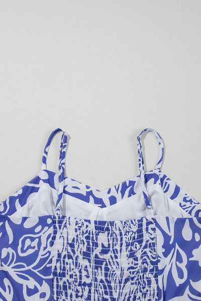Azure Tile Smocked Maxi Dress