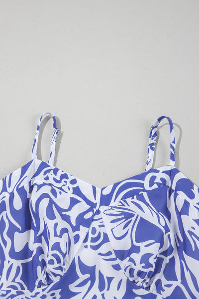 Azure Tile Smocked Maxi Dress