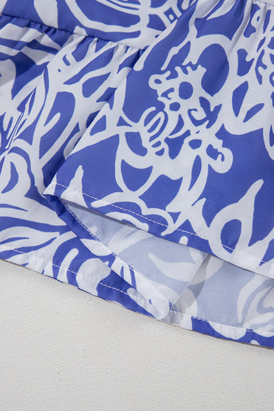 Azure Tile Smocked Maxi Dress