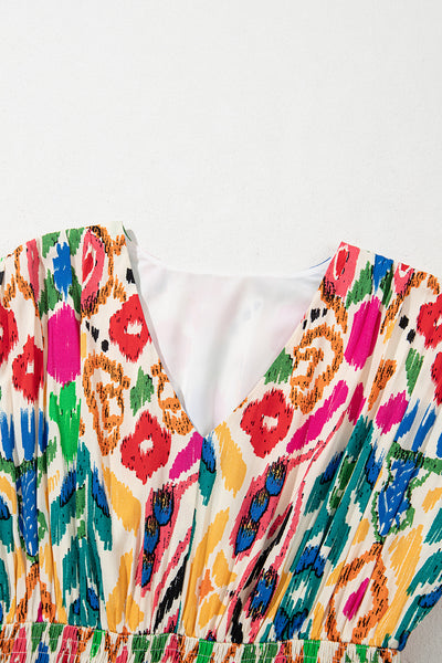 Vibrant Ikat Smocked Mini Dress