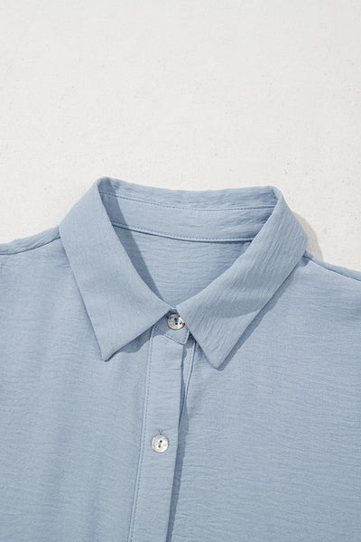 Sky Blue Tiered Puff Sleeve Dress