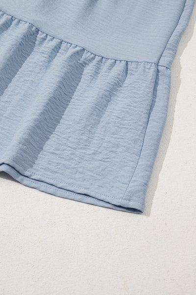 Sky Blue Tiered Puff Sleeve Dress