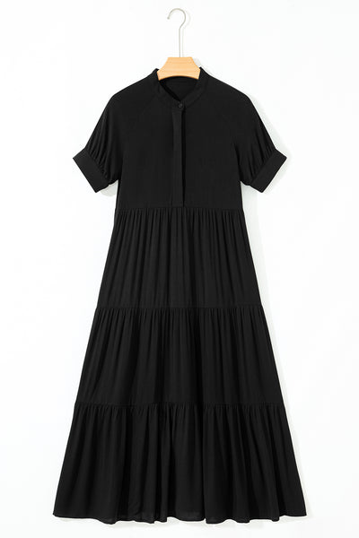 Midnight Grace Tiered Midi Dress