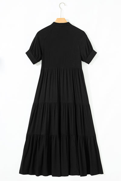 Midnight Grace Tiered Midi Dress