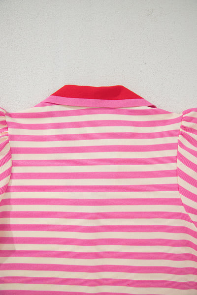 Bold Stripe Ruffle Collar Mini Dress