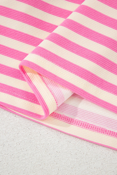 Bold Stripe Ruffle Collar Mini Dress