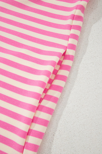 Bold Stripe Ruffle Collar Mini Dress