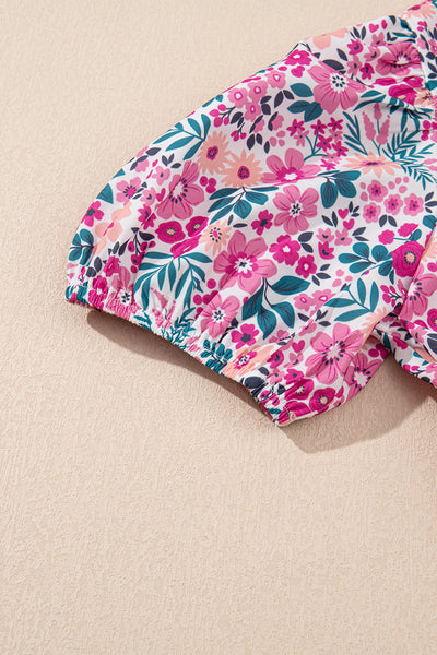 Vibrant Floral Puff Sleeve Mini Dress
