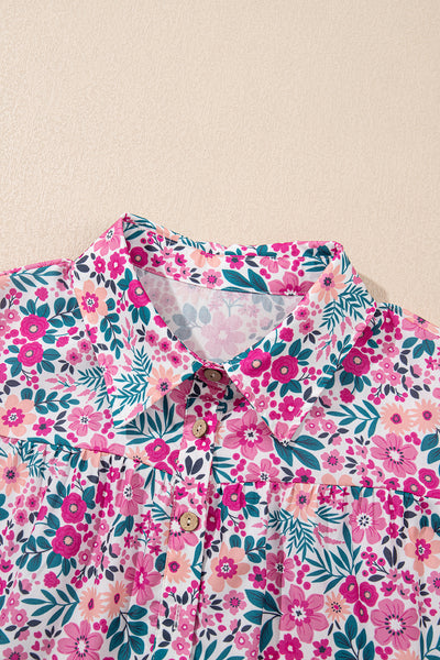 Vibrant Floral Puff Sleeve Mini Dress