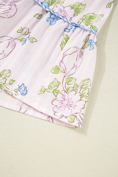 Ribbon Bloom Smocked Mini Dress