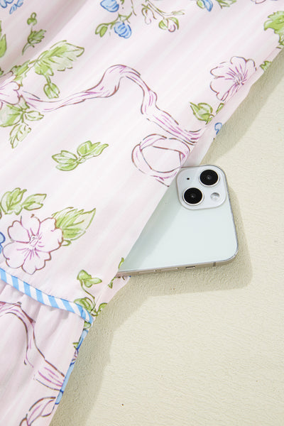 Ribbon Bloom Smocked Mini Dress