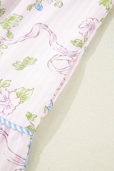 Ribbon Bloom Smocked Mini Dress