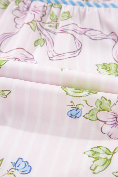 Ribbon Bloom Smocked Mini Dress