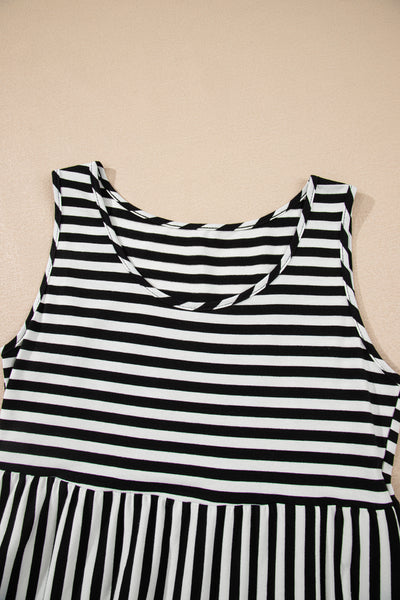 Monochrome Rhythm Tiered Mini Dress