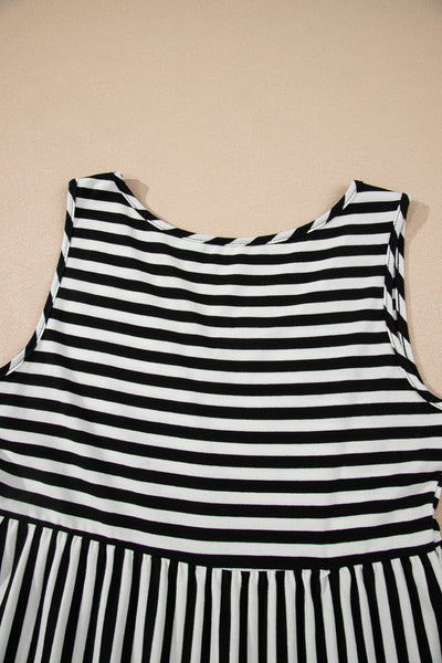 Monochrome Rhythm Tiered Mini Dress