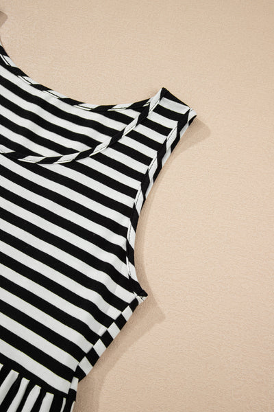 Monochrome Rhythm Tiered Mini Dress