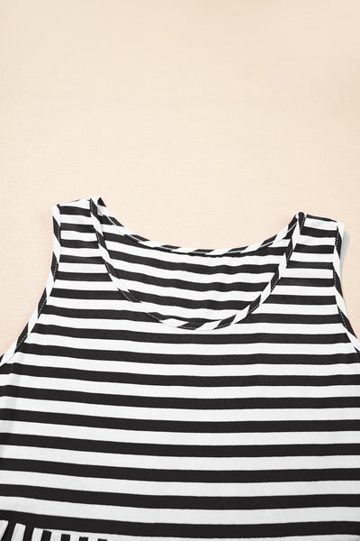 Monochrome Rhythm Tiered Mini Dress