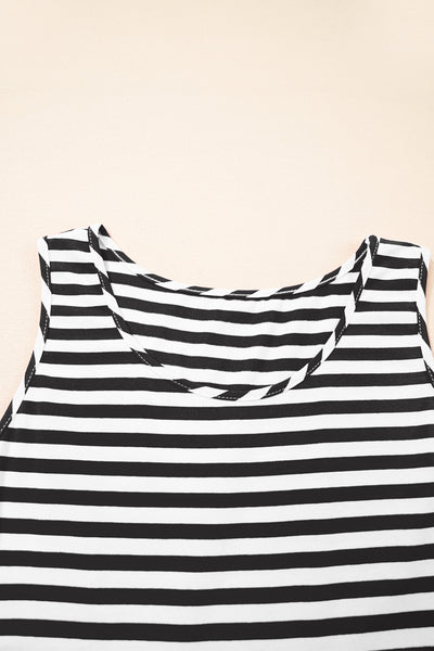 Monochrome Rhythm Tiered Mini Dress
