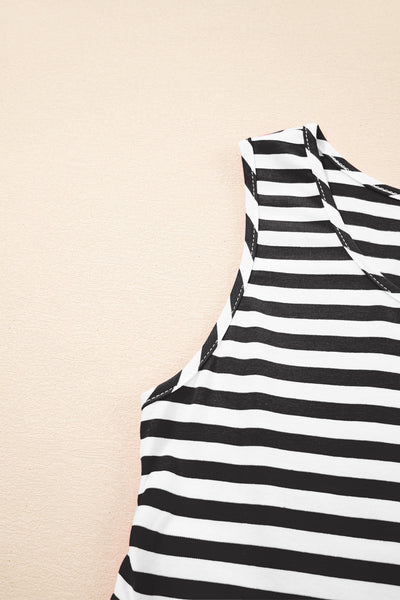 Monochrome Rhythm Tiered Mini Dress