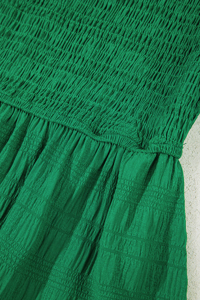 Emerald Whisper Smocked Midi Dress