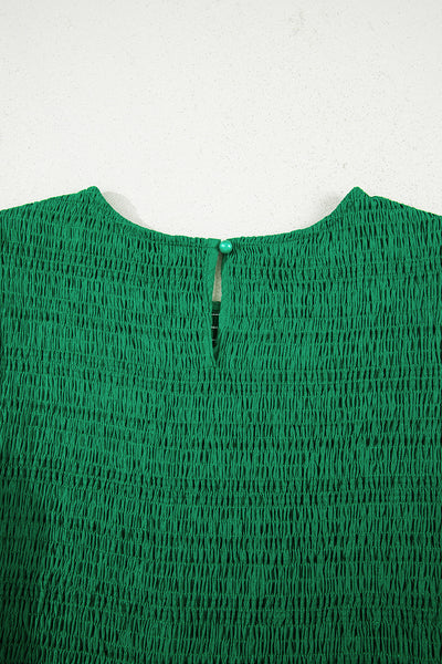 Emerald Whisper Smocked Midi Dress
