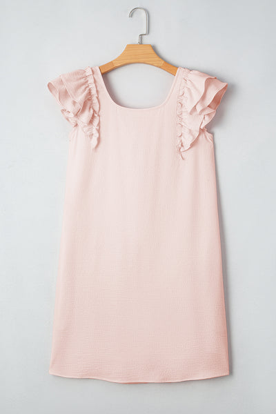 Blush Bow Back Ruffle Mini Dress