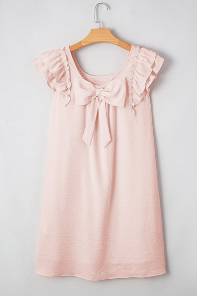 Blush Bow Back Ruffle Mini Dress
