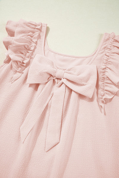 Blush Bow Back Ruffle Mini Dress