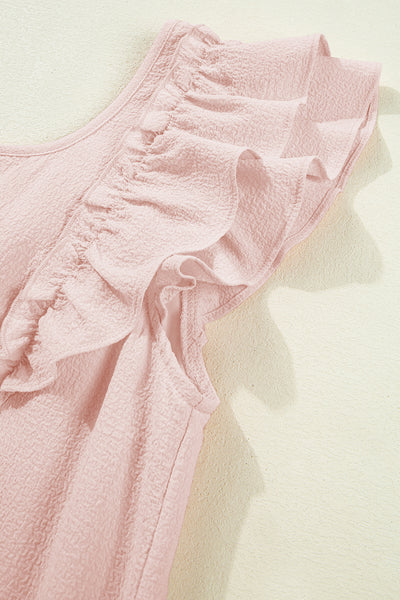 Blush Bow Back Ruffle Mini Dress