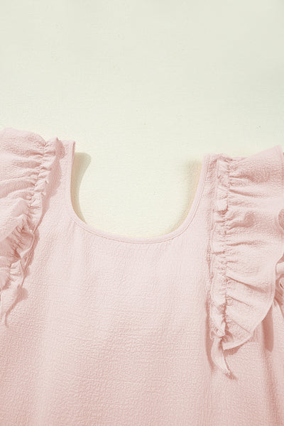 Blush Bow Back Ruffle Mini Dress