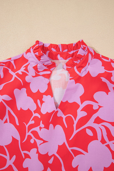 Coral Peony Ruffle Mini Dress