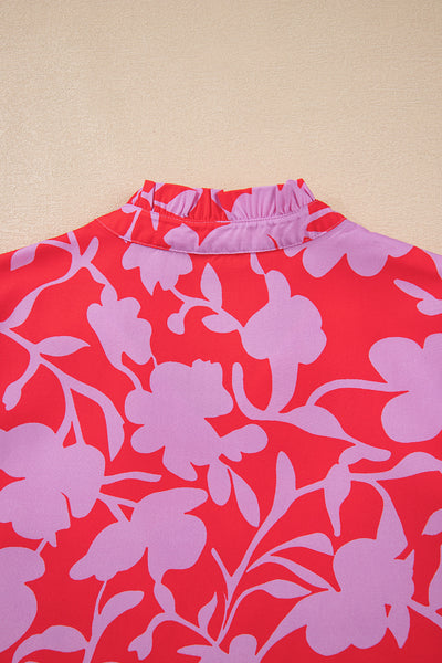 Coral Peony Ruffle Mini Dress