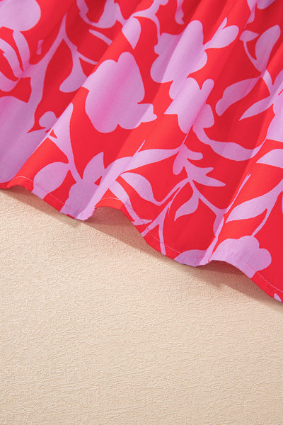 Coral Peony Ruffle Mini Dress