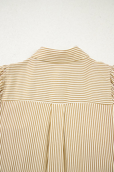 Toffee Stripe Ruffle Mini Dress