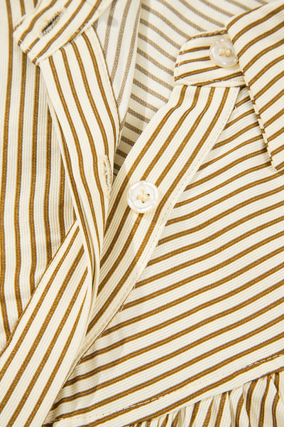 Toffee Stripe Ruffle Mini Dress