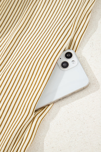 Toffee Stripe Ruffle Mini Dress