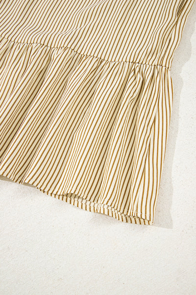 Toffee Stripe Ruffle Mini Dress