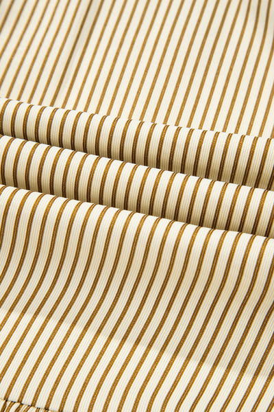 Toffee Stripe Ruffle Mini Dress