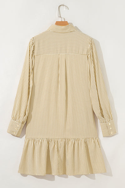 Toffee Stripe Ruffle Mini Dress