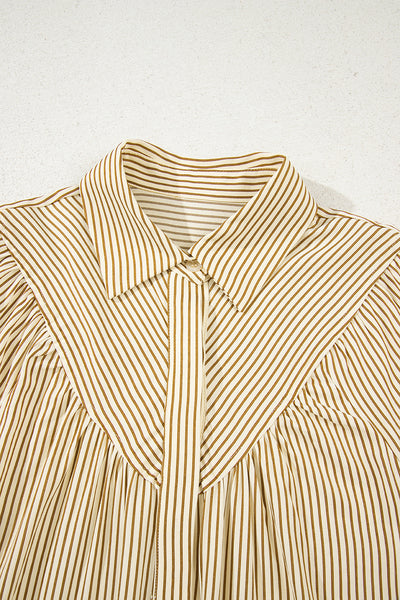 Toffee Stripe Ruffle Mini Dress