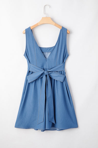Denim Dream Tie-Back Mini Dress