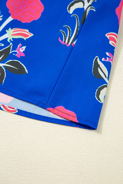 Sapphire Bloom Kaftan Mini Dress