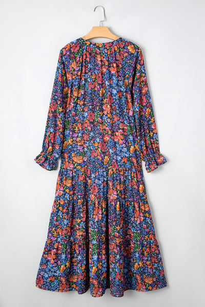 Midnight Wildflower Tiered Maxi Dress