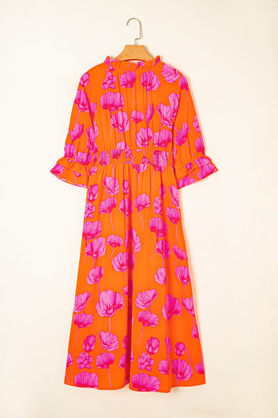Neon Poppy Paradise Midi Dress