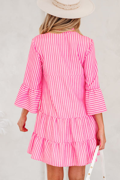 Fuchsia Fiesta Stripe Mini Dress