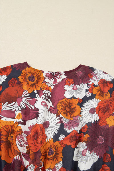 Autumn Poetry Floral Wrap Dress